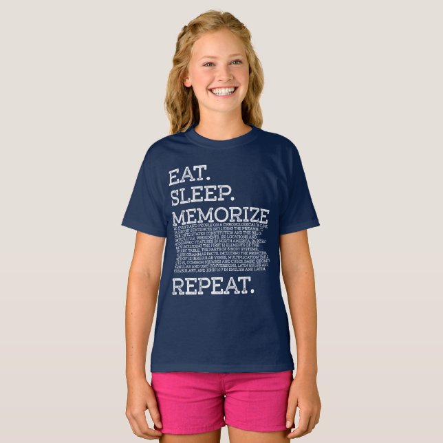 Camiseta Comer Sleep Memorize Repeat Memory Master (Anverso completo)