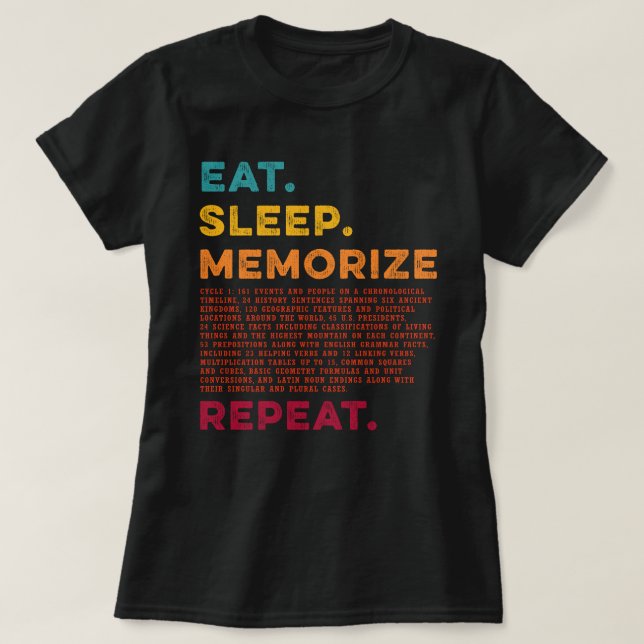 Camiseta Comer Sleep Memorize Repetir el círculo de convers (Diseño del anverso)