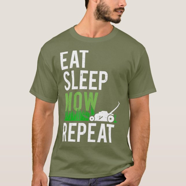 Camiseta Comer Sleep Mow Repetir Grass Funny Mowing (Anverso)