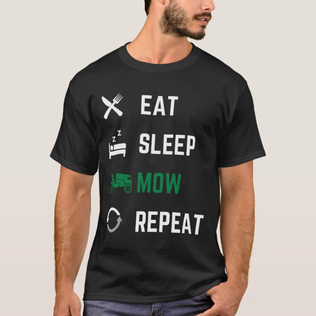 Camiseta Comer Sleep Mow Repetir Grass Mowing Landscapar Ga (Anverso)