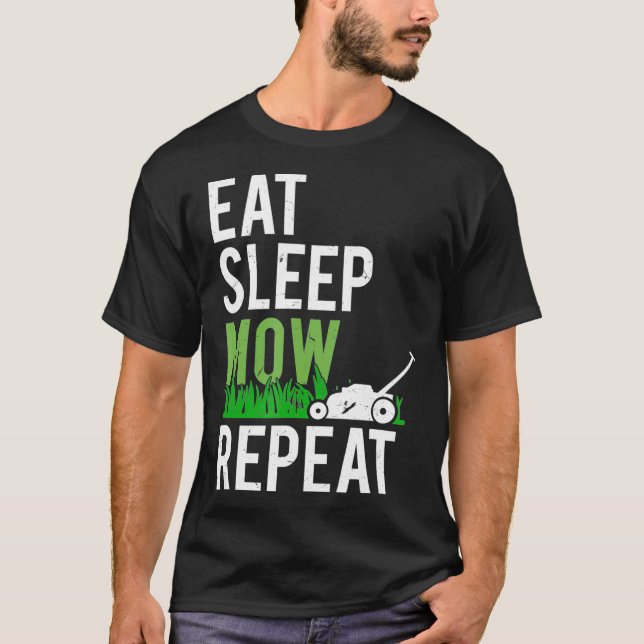 Camiseta Comer Sleep Mow Repetir Grass Mowing Landscape (Anverso)