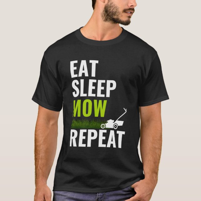 Camiseta Comer Sleep Mow Repetir Shirer Landscaper Grass Cu (Anverso)
