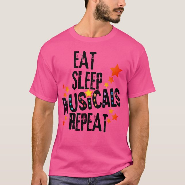 Camiseta Comer Sleep Musicals Repetir la película musical g (Anverso)