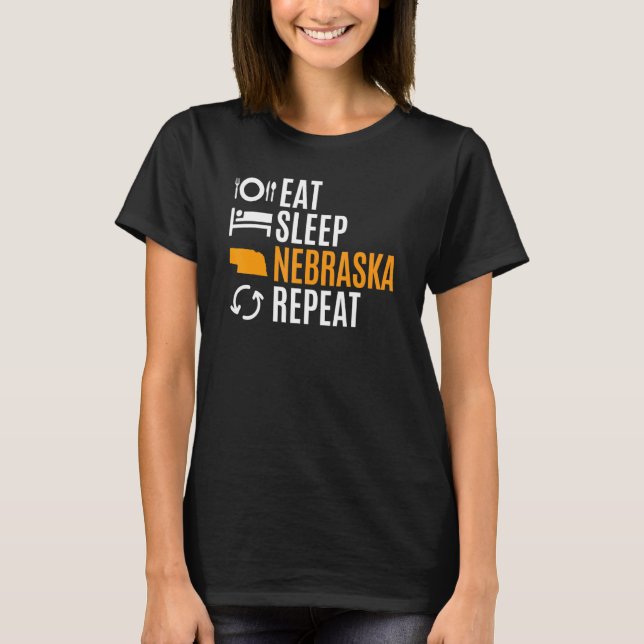 Camiseta Comer Sleep Nebraska Repetir (Anverso)