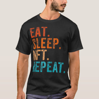 Camiseta Comer Sleep NFT Repetir Gracioso Retro Vintage
