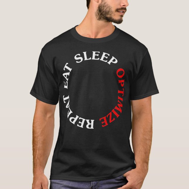 Camiseta Comer Sleep Optimizar Repetir Funny Marketer Inter (Anverso)
