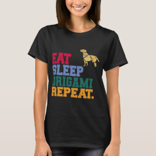 Camiseta Comer Sleep Origami Repetir papel Artista plegable