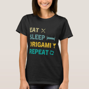 Camiseta Comer Sleep Origami Repetir Papel Funny Origami