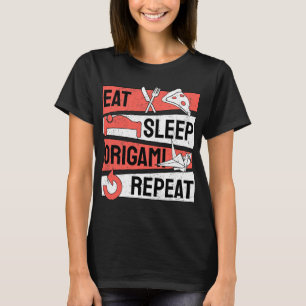 Camiseta Comer Sleep Origami Repetir papel plegable arte