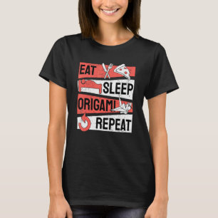 Camiseta Comer Sleep Origami Repetir papel plegable arte