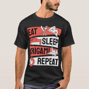 Camiseta Comer Sleep Origami Repetir papel plegable arte