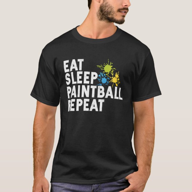 Camiseta Comer Sleep Paintball Painter Soft Airsoft Player  (Anverso)