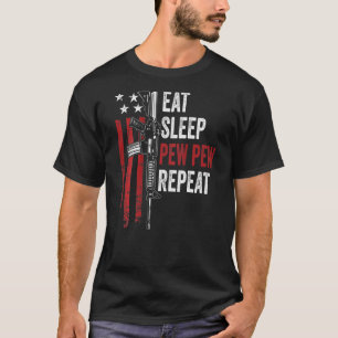 Camiseta Comer Sleep Pew Repetir La Bandera De La Pistola A