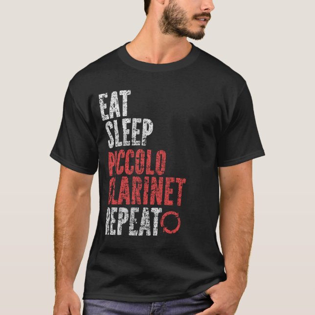 Camiseta Comer Sleep Piccolo clarinete Repetir (Anverso)