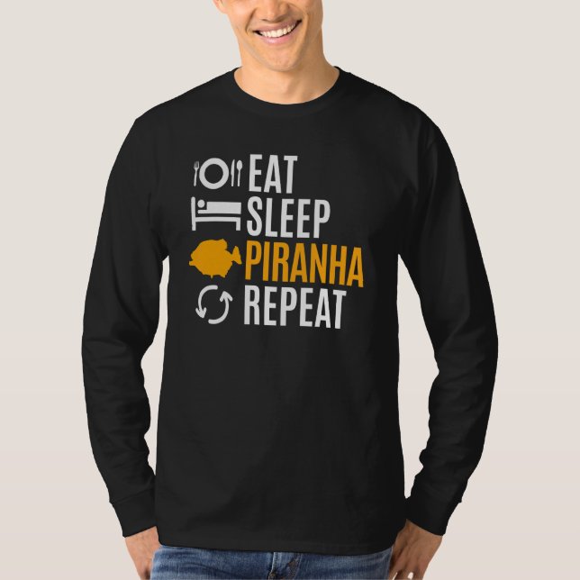 Camiseta Comer Sleep Piranha Repetir (Anverso)