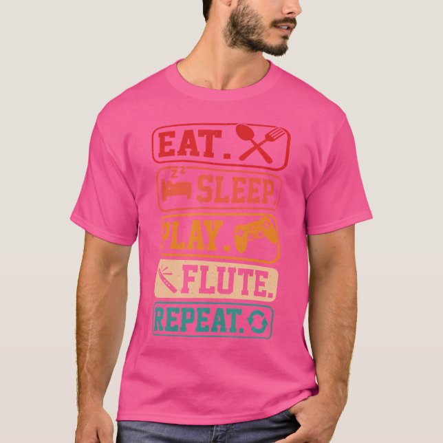 Camiseta Comer Sleep Play Flute Repetir Funny Jugadores De  (Anverso)