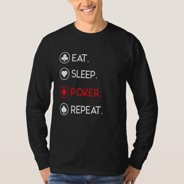 Camiseta Comer Sleep Poker Repetir Cardáctil (Anverso)