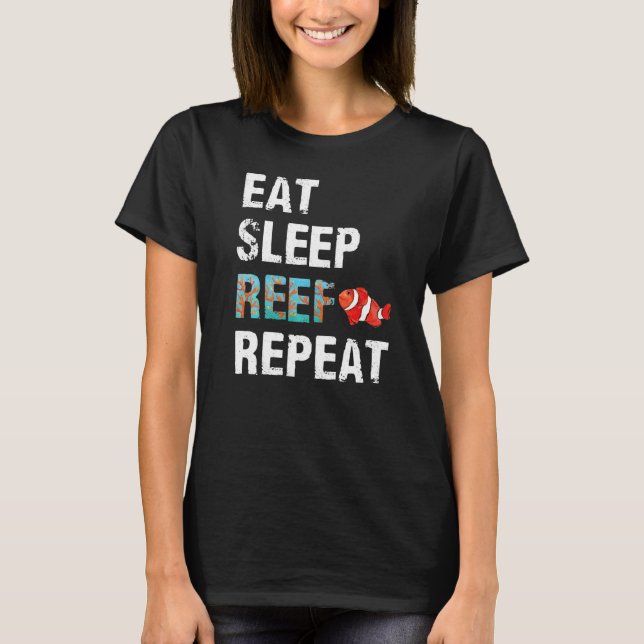 Camiseta Comer Sleep Reef Repetir la pesca acuarista (Anverso)