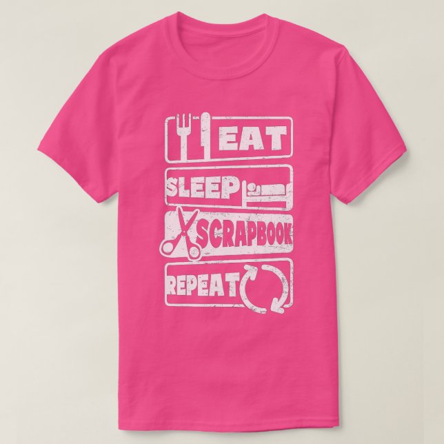 Camiseta Comer Sleep Repeat Design Scrapbooking (Diseño del anverso)