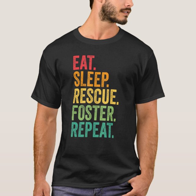 Camiseta Comer Sleep Rescue Foster Repetir Voluntario Anima (Anverso)