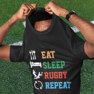 Camiseta Comer Sleep Rugby Repetir la versión oscura del de