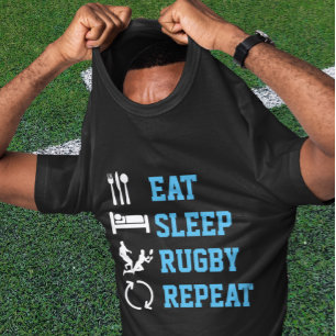 Camiseta Comer Sleep Rugby Repetir la versión oscura del de