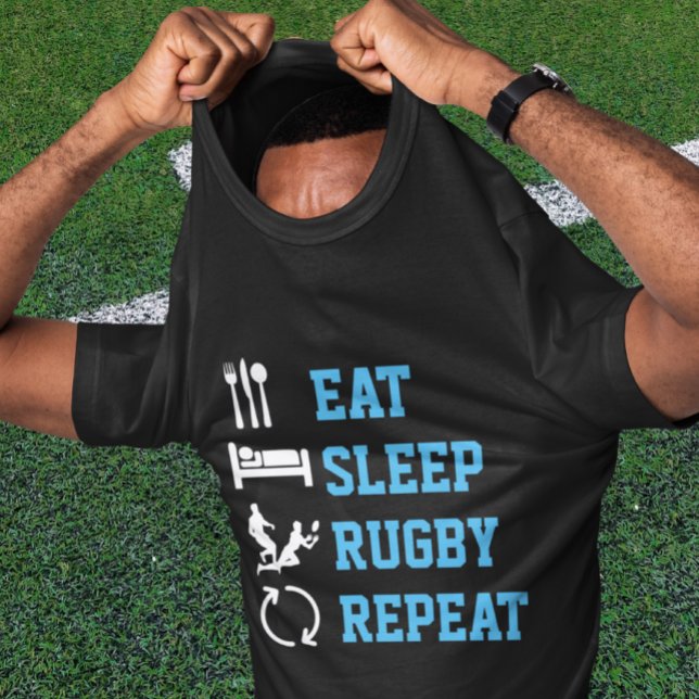 Camiseta Comer Sleep Rugby Repetir la versión oscura del de (Eat Sleep Rugby Repeat Sport Dark Version T-Shirt from Ricaso)