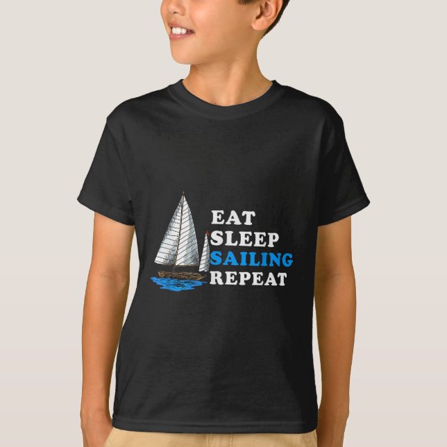 Camiseta Comer Sleep Sailing Repetir Humor Náutico De Barco (Anverso)