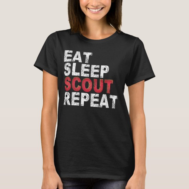 Camiseta Comer Sleep Scout Repetir Gracioso Scouting Outdoo (Anverso)