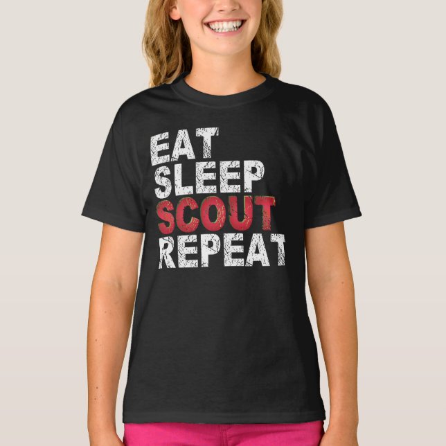 Camiseta Comer Sleep Scout Repetir Gracioso Scouting Outdoo (Anverso)