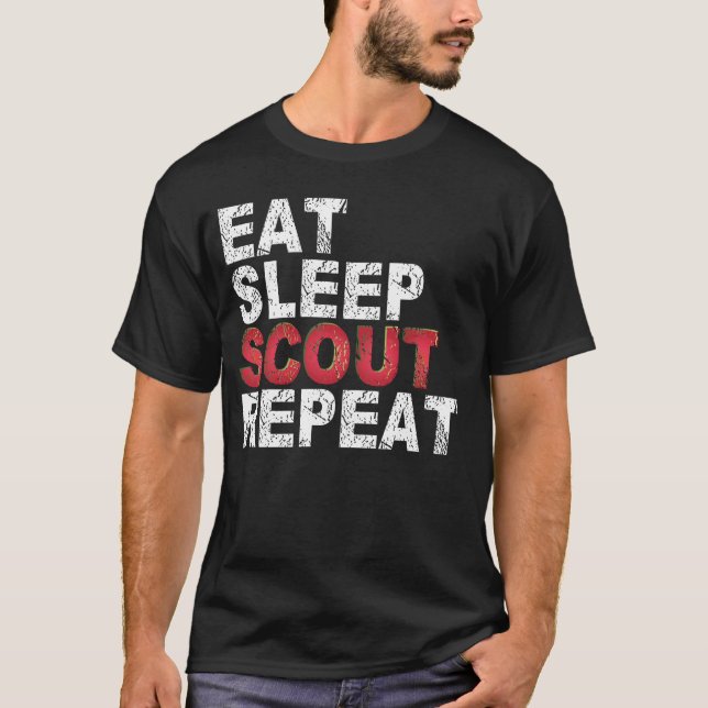 Camiseta Comer Sleep Scout Repetir Gracioso Scouting Outdoo (Anverso)