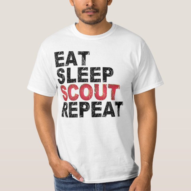 Camiseta Comer Sleep Scout Repetir Gracioso Scouting Outdoo (Anverso)