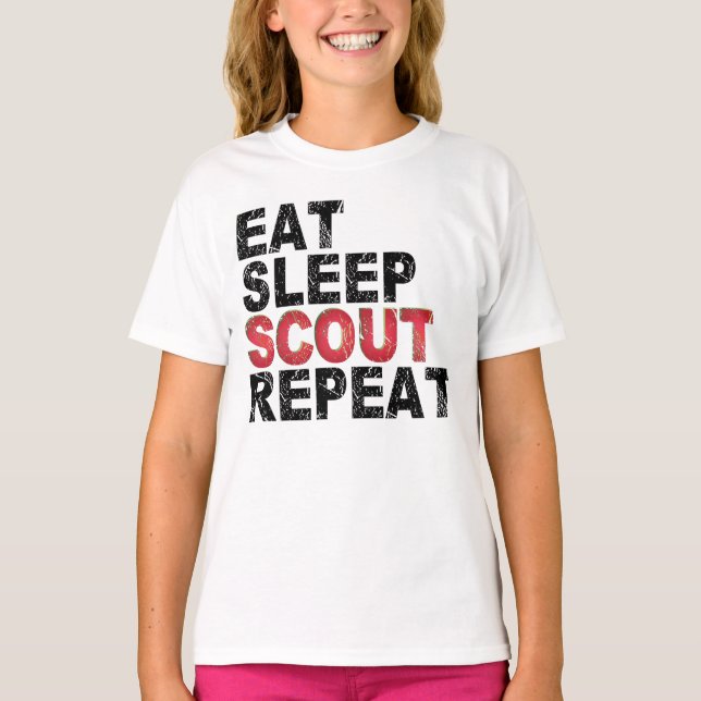 Camiseta Comer Sleep Scout Repetir Gracioso Scouting Outdoo (Anverso)