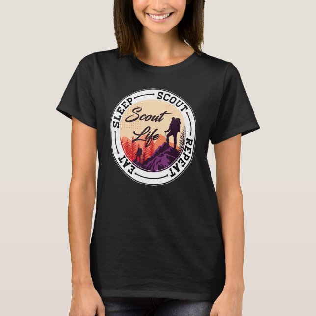 Camiseta Comer Sleep Scout Repetir Mejor Scout Life Senderi (Anverso)