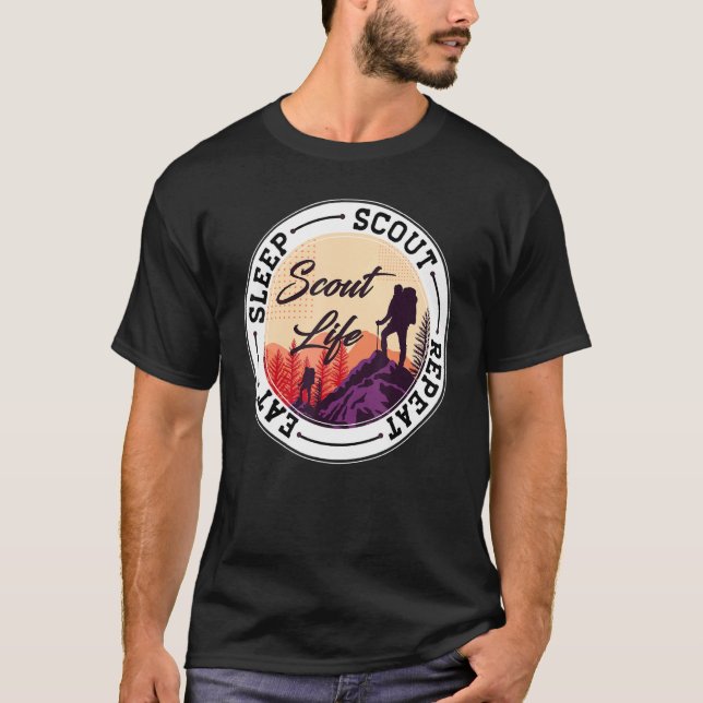 Camiseta Comer Sleep Scout Repetir Mejor Scout Life Senderi (Anverso)