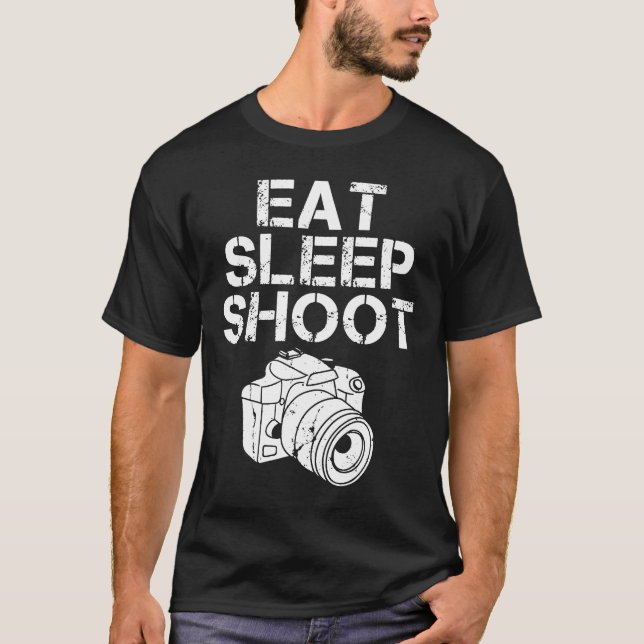 Camiseta Comer Sleep Shoot Funny Fotografía de cámara (Anverso)
