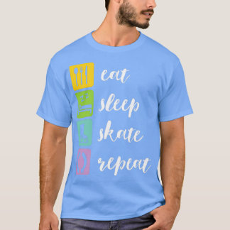 Camiseta Comer Sleep Skate Repetir Graciosa Figura De Patin