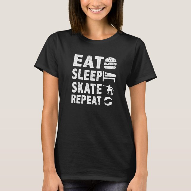 Camiseta Comer Sleep Skate Repetir Skateboard Skateboarding (Anverso)
