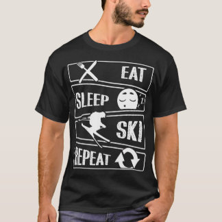 Camiseta Comer Sleep Skiing Repetir esquí divertido