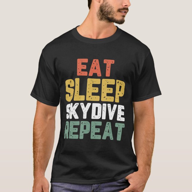 Camiseta Comer Sleep Skydive Skydiving Skydiver Vintage Chr (Anverso)