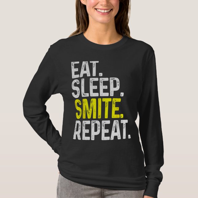Camiseta Comer Sleep Smite Repetir Funny Tabletop Rolling G (Anverso)