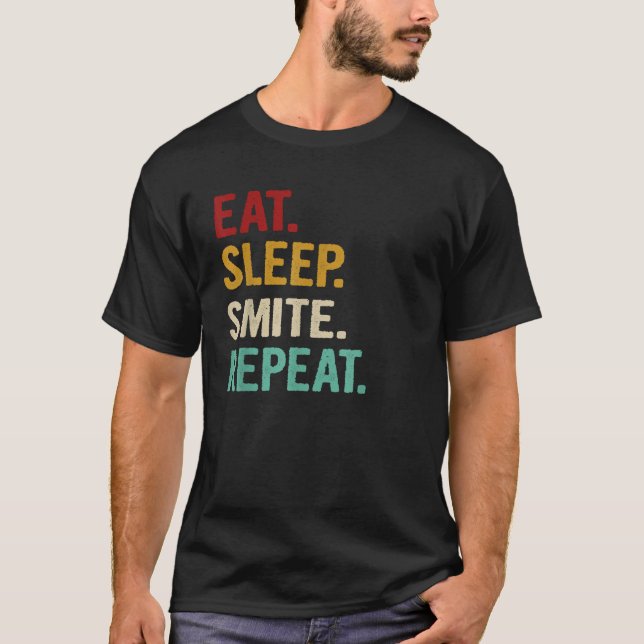 Camiseta Comer Sleep Smite Repetir Gracioso RPG Rolling Gam (Anverso)