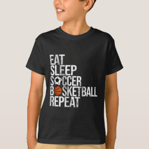 Camiseta Comer Sleep Soccer Sketll Repetir divertido jugado