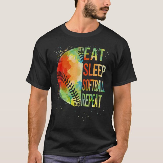 Camiseta Comer Sleep Softball Repetir Catcher Pitcher Youth (Anverso)