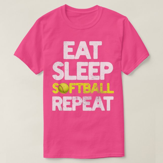 Camiseta Comer Sleep Softball Repetir Funny Softball Player (Diseño del anverso)