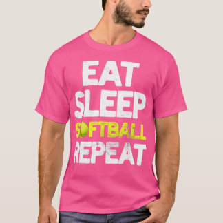 Camiseta Comer Sleep Softball Repetir Funny Softball Player