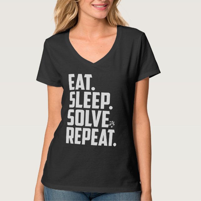Camiseta Comer Sleep Solve Repetir Cubo De Cubo De Velocida (Anverso)