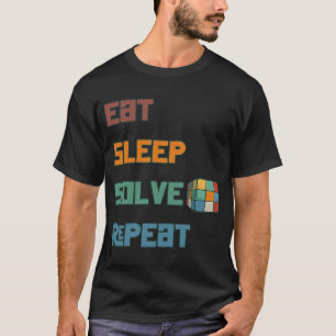 Camiseta Comer Sleep Solve Repetir Resolver Cubo Puzzle Div