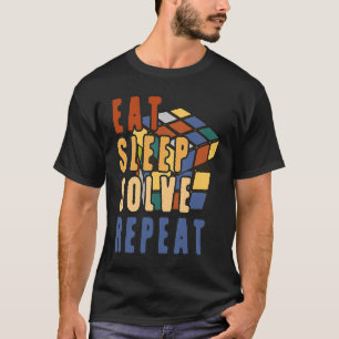 Camiseta Comer Sleep Solve Repetir Resolver Cubo Puzzle Div