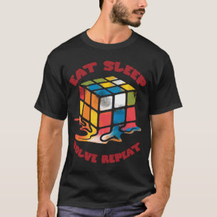 Camiseta Comer Sleep Solve Repetir Resolver Cubo Puzzle Div